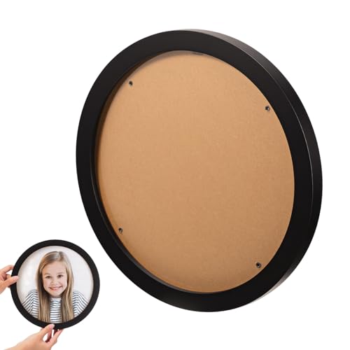 HEALEEP Cadre Photo Rond 28 CM en Bois Cadre Photo Mural pour Salle à Manger et Salon Décoration Murale Élégante