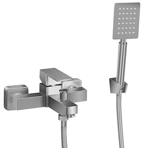 SHANFO Robinet de Baignoire avec Douchette brossé Montage Mural, acier inoxydable robinet de douche pour Salle de Bain,1Y2OK Cover