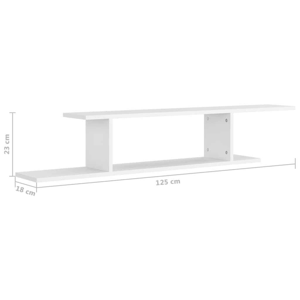 Générique Mensola TV da parete, 125 x 18 x 23 cm, in legno di ingegneria, supporto sospeso per lettori DVD, CD, componenti AV, libri e riviste, design asimmetrico con tavole superiori