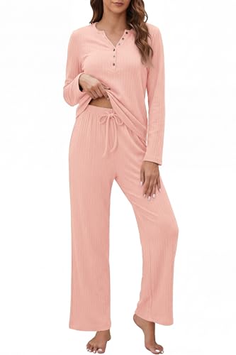 OUGES 100% Cotton Pajamas for Womens 2 Piece Sets...