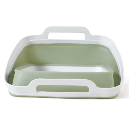 Image of FOSJGO Collapsible Dish Basin with Drain Plug, 2.4 Gal (9L) Space-Saving Foldable Sink, Wash Basin for Kitchen, Baby Bottles, Vegetable Washing, Camping, RV and Party Beverage Tubs (Light Green)