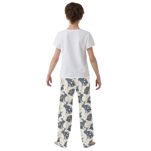 Rabbit Painting Pajamas Bottoms with Pockets Comfy Pjs Sleepwear Elastic Waistband Pajamas Pants Lounge Pants for 6-14 Years3
