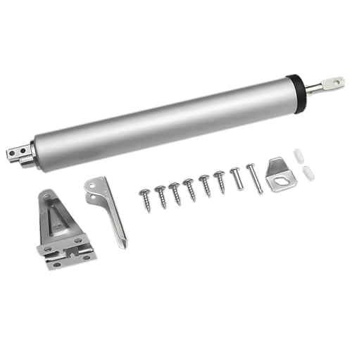 Screen and Storm Door Closer Kit, Heavy Duty Pneumatic Screen and Storm Door Closer, Screen and Storm Door Push Button Latch Set Replacement Kit, Adjust Smooth Closing Speed. (Silver)