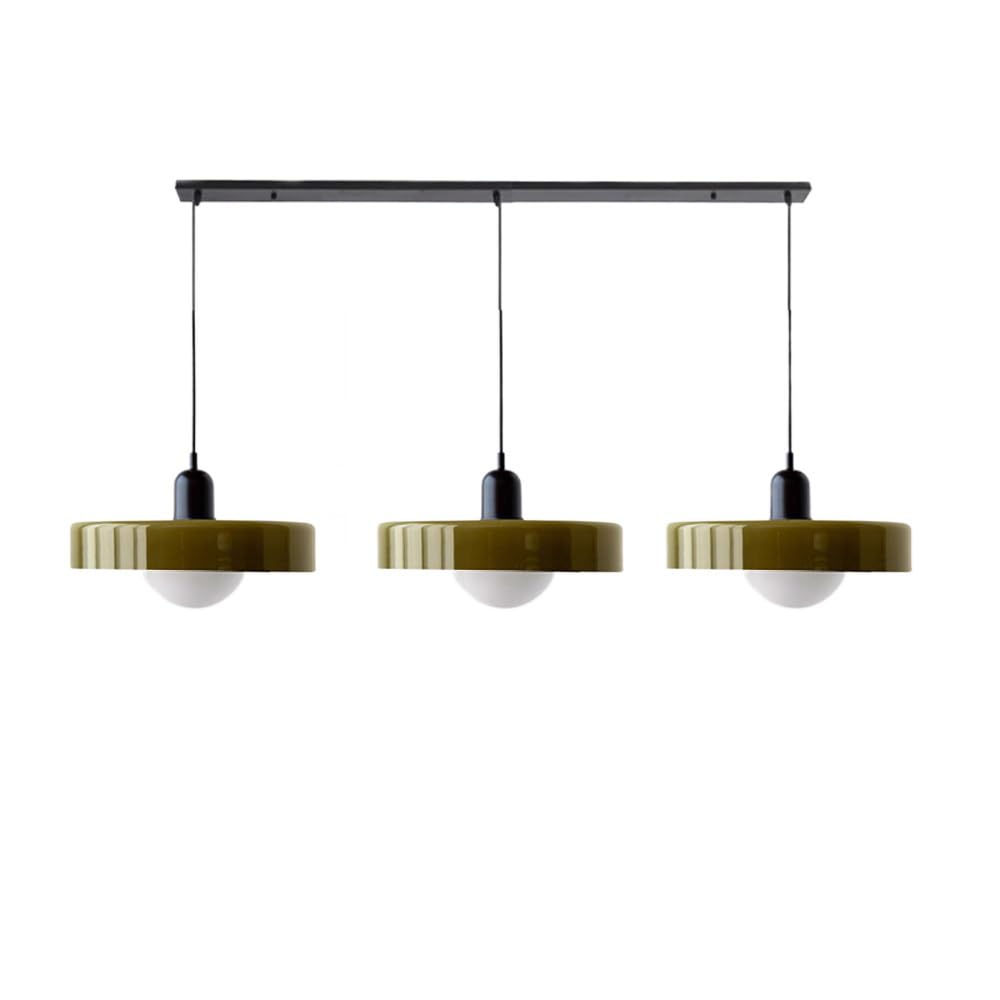 IvyLoutish Vintage Nordic Mid Century Pendant Light - Green Glass Shade Chaner for Dining Room, Kitchen Island & Table, Farmhouse Style, Includes White Bulb (Dark)