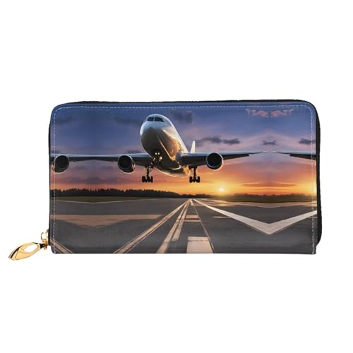 (airport) Print Women's Long Wallet Clutch with Zipper Multiple Card Slots Coin Pocket Elegant Ladies Purse