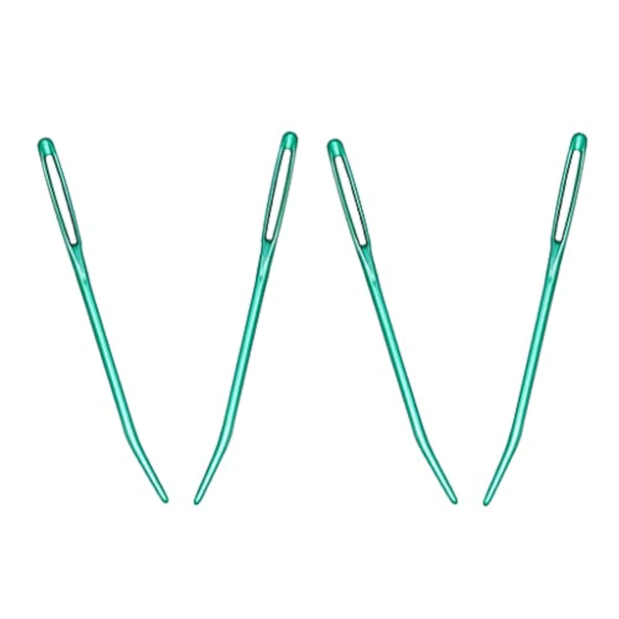 Aluminium Large-Eye Bent Tip Tapestry Darning Needles, 4pcs