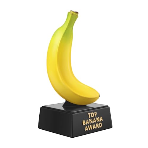 Flexzion Top Banana Trophy - 7-Inch Top Banana Award for Outstanding Achievements, Unique and Funny Trophy for Adults, Coaches, Teachers, and Team Leaders - Durable Resin with Black Base