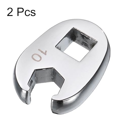 HARFINGTON 2pcs Drive Crowfoot Wrench 3/8" Drive 10mm Metric Fractional Crowfoot Flare Nut Wrench 40Cr Chrome Plated Open End Crowfoot Wrench for Mechanics Automotive Repair Work
