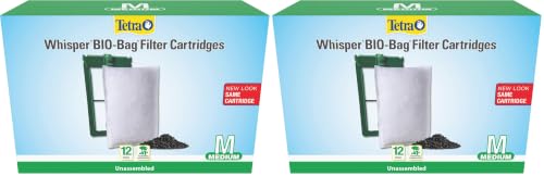 Image of Tetra Whisper Bio-Bag Medium Filter Cartridges for Aquariums, 12 Count, Unassembled, Fits Tetra Whisper Fish Tank Filters 5-10 Gal, PF-10, IQ 10 (Pack of 2)