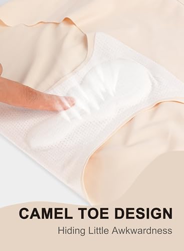 Camel Toe Cover Underwear Women 3 Pack, Seamless Stretch Panties Breathable Full Coverage Hipster Briefs3