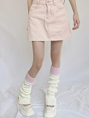 Image of WODECASA Girls Kawaii Leg Warmers Knitted Flared Leg Sleeves Goth Crochet Baggy Cuff Ankle Heap Socks
