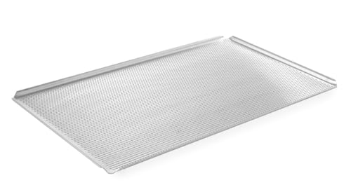 HENDI Backblech, perforiert, mit 4 Aufkantungen, geeignet zur Verwendung in Öfen, Blech, Ofenblech, Kuchenblech, Lochbackblech, GN1/1, 530x325x(H)10mm, Aluminium
