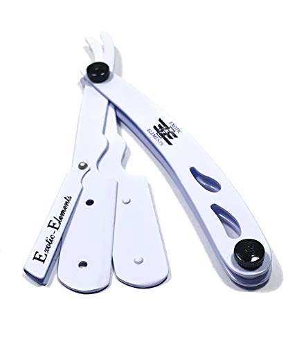 White Barber straight edge folding razor w/free diposable blade