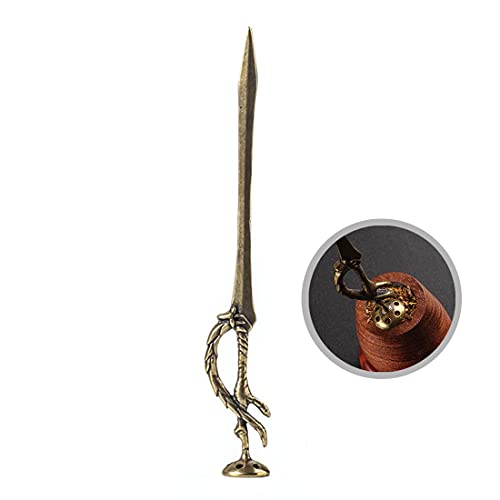 2 in 1 Tobacco Pipe Tamper Tool - Unique Copper Pipe Pokers Reamer - Fashion Carved 6 Holes Smoking Pipe Cleaner Accessories Decorations (Bronze)