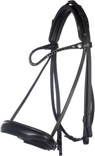 HKM Grace Bride Noir Cheval : licol élégant en néoprène doux pour poney