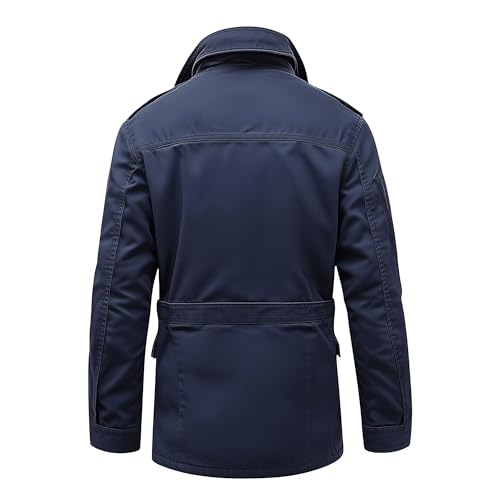 Mens Field Jacket Military Inspiration Classic M-65 Navy Blue Exterior Pockets Durable Materials Nylon Winter2