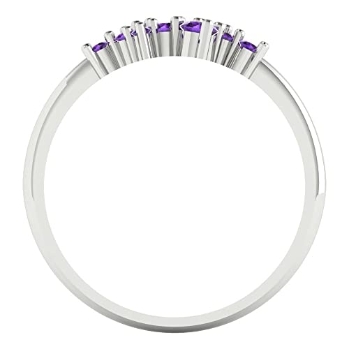 Clara Pucci 0.17 tcw Eternity Wedding Band for Women - 2.5mm Round Cut Amethyst Birthstone Gold Ring - 14K White Gold Stacking Bridal Wedding Ring for her4