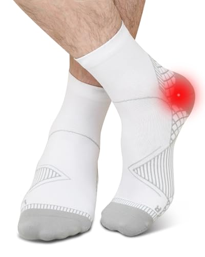 ZFSOCK Calcetines de Compresión para Hombre y Mujer: Calcetines Fascitis Plantar Soporte para Esguince de Tobillo para Aliviar el Dolor de Pies Tendinitis Aquiles Artritis 1 Pares Blanco L