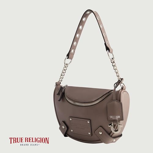 Image of True Religion Women's Shoulder Bag Purse, Faux Suede Hobo Handbag with Chain Handle