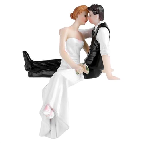 Fyearfly Cake Topper Hochzeit Brautpaar Figuren 15cm, Sitzendes Brautpaar aus Kunstharz, handbemalt,...