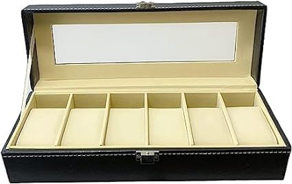 HARIVAN Watch Box 6 Slot Display Case Real Glass Lid Watch Display Case Organizer Storage with Pu Leather for Men and Women, Large Jewelry Holders, Perfect For Gifts (B0CHST7KT2) Amazon Price History, Amazon Price Tracker
