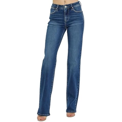 SALT TREE Risen Jeans- Mid Rise Long Straight Jeans - RDP5509 Darkblue Cover
