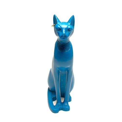 Estatua azul clásica de gato Bastet con pendiente miniatura 7