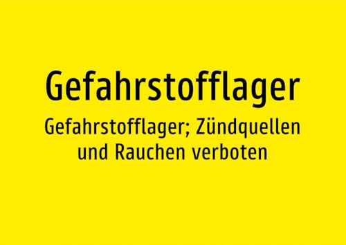 Gefahrstofflager - Gefahrstofflager; Zündquellen und Rauchen verboten – Aufkleber A2: 594x420mm – Ohne Grafik, nur Text