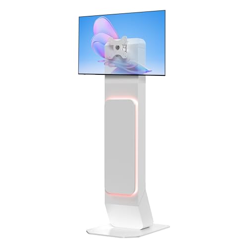 Brandable Kiosk Floor Stand for Displays – with Custom Branding Panel & LED Lights VESA 75x75 100x100 Monitor TV Tablet Displays – Lockable Secure (ADD-VFSKLED) by CTA Digital - Used condition