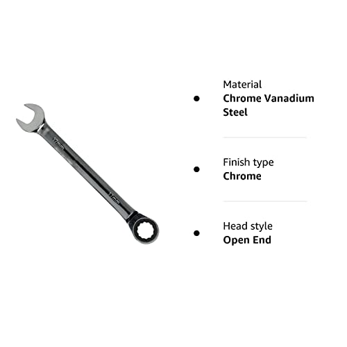 Seshin Buffalo 17mm Ratchet Spanner Steel Fixed Head Gear Wrench Open End & Ring (17mm) - Image 3