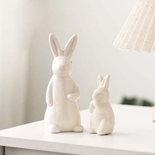 Figura Decorativa Conejo de Cerámica Blanca miniatura 4