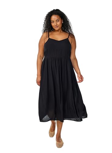 Zizzi Damen Große Größen Trägerkleid Midi Viskose Print Größe 42 60 Gr XL Black