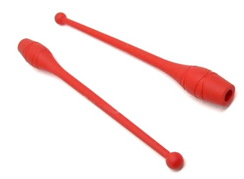 Mazas de rojo para los pequeños 2 x (36cm) (83g) Pesas para Mujeres Bastones de Gimnasia de Baile, Mazas, Palos de rítmica, rítmica de Principiantes (5 a16)