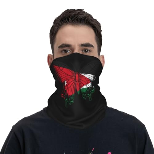 Jordanese Flag Butterfly Neck Gaiter Balaclava Face Mask for Men Women Patriotic Design Seamless Bandana Cover Scarf Headwear Headband Head Wrap White