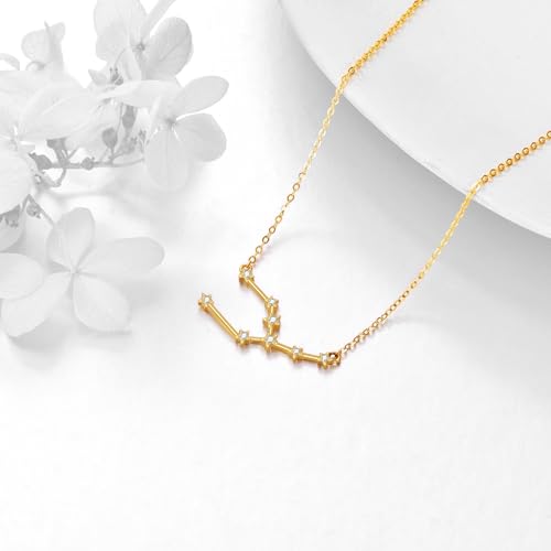 KECHO 14K Real Gold Zodiac Necklace Constellation Pendant 14K Solid Gold Jewelry Gifts for Women3