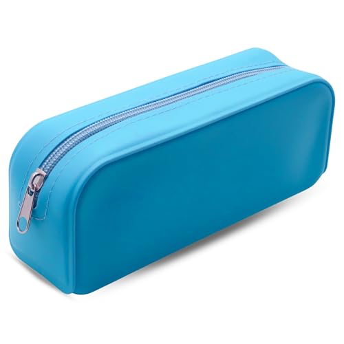 Estuche Escolar, Estuche Multiusos de Silicona, estuche portalápices, Accesorio colegio, Accesorio lápices, Diseño rectangular, Portalápices de Mesa, Longitud 18.5 cm, Silicona (Azul)