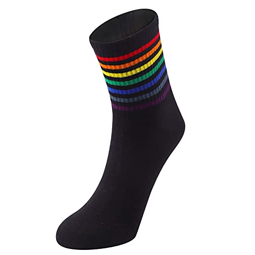 Socks For Women Striped Ankle Tube Socks Womens Girls Teenagers Crew Socks Women's Liner Rainbow Sock Athletic Sport Pride Socks Casual Cotton Black White Yellow #TOP7
