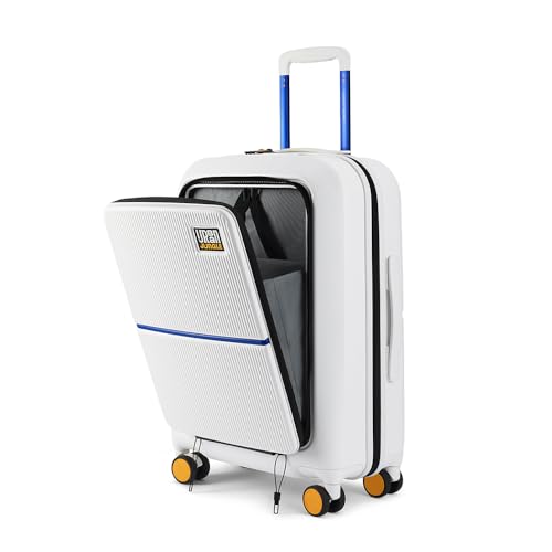 Image of Urban Jungle by Safari, Cabin Trolley Bag with Laptop Compartment, Hardside Polycarbonate Small (55 Cm) Suitcase with USB Charging Socket, 8 Silent Wheel Luggage for Both Men & Women (Frost White)