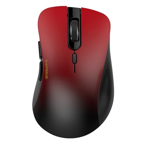 RAPIQUE Ratón inalámbrico Bluetooth, doble Bluetooth y receptor USB de 2.4 GHz, agarre cómodo, clics silenciosos, baja potencia, compatibilidad multidispositivo para laptop, computadora, iPad, MacBook