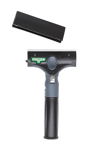 Unger Commercial ErgoTec Ninja 4 Glass Scraper with Blade and Safety Cap Adjustable Angle for Efficient Window Cleaning EN100