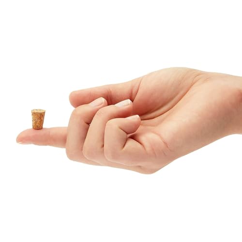 Juvale Small Cork Stoppers - 100-Pack Mini Bottle Plugs, Tapered Corks, Brown, Cone Shape, 0.5" H x 0.4" W