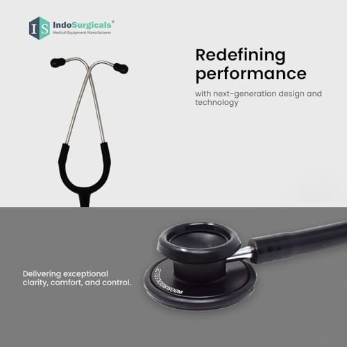 IS IndoSurgicals Dulcet Black Stethoscope for Doctors and Medical Students