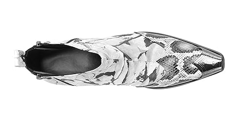 Santimon Mens Snakeskin Print Ankle Chelsea Boots with Metallic Pointed Toe – Stylish Zipper Closure & Block Heel – Fashionable Daily Wear, Party, & Night Out Boots3