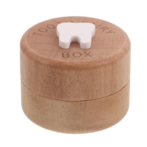 HOODANCOS Caja de Madera Beige para Dientes de Leche Diseño 3d de Diente, Ligera y Portátil, Adecuado para Cumpleaños y Navidad Niñas