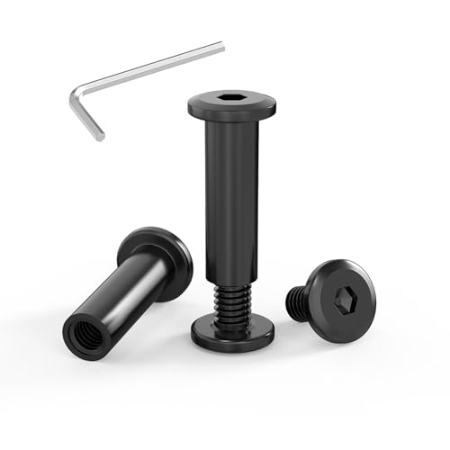 ORTAVA 20 Viti di Collegamento M5 x 25 mm, Viti per Mobili, Dado a Manicotto M5, Viti a Manicotto, in Acciaio Inox A2 V2A, Ossido Nero, Connettore per Armadio con Chiavi a Brugola