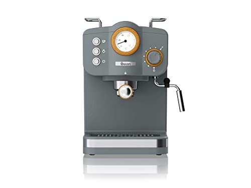 Swan Nordic Espresso Maker Machine, 15 Bars Of Pressure, Milk Frother, 1.2L Tank, Scandi Style Matte Finish Slate Grey (Sk22111Gryn) #TOP4