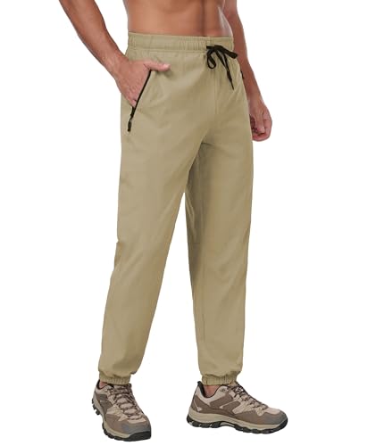 Mens Hiking Pants Waterproof UPF 50+ Lightweight Breathable Elastic Waist Quick Dry for Work Fishing HH24019M