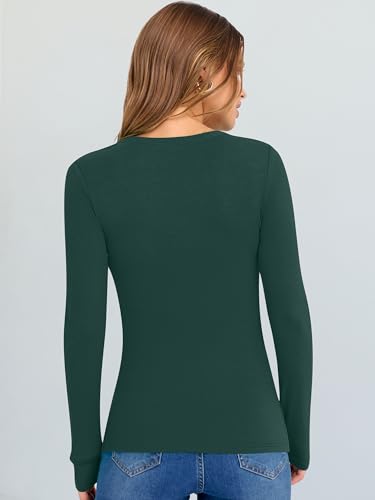 Image of ANRABESS Long Sleeve V Neck Shirts for Women | Soft Comfy Ribbed Knit Fitted Tshirts, Casual Going Out Tops, 2026 Trendy Basic, Fall Winter Underscrub Layering Clothes
