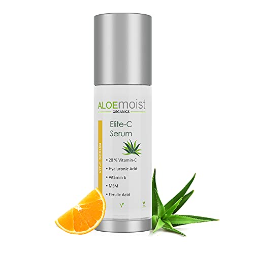 Elite Vitamin C Serum for Face with Hyaluronic Acid, Pure Aloe Vera Gel, Vitamin E Oil: Anti Aging Skin Brightening Serum, Pore Minimizer, Acne Scar Treatment & Dark Spot Corrector for Face (.5 fl oz.)