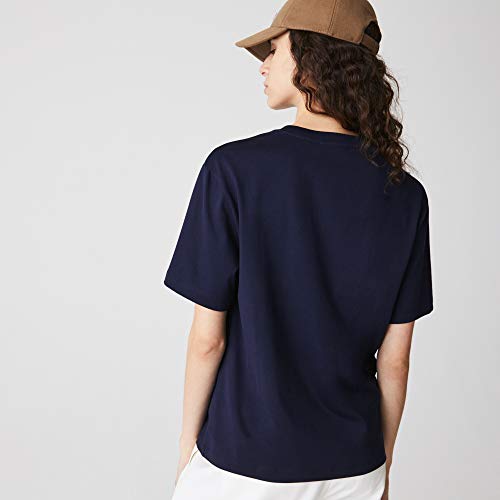 Camiseta em Algodão Premium com decote careca Lacoste Feminino Marinho GG